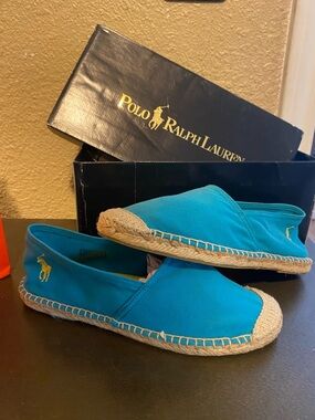 New Polo Ralph Lauren Bowman Flat (GS) - Turquoise Espadrilles - Size 3